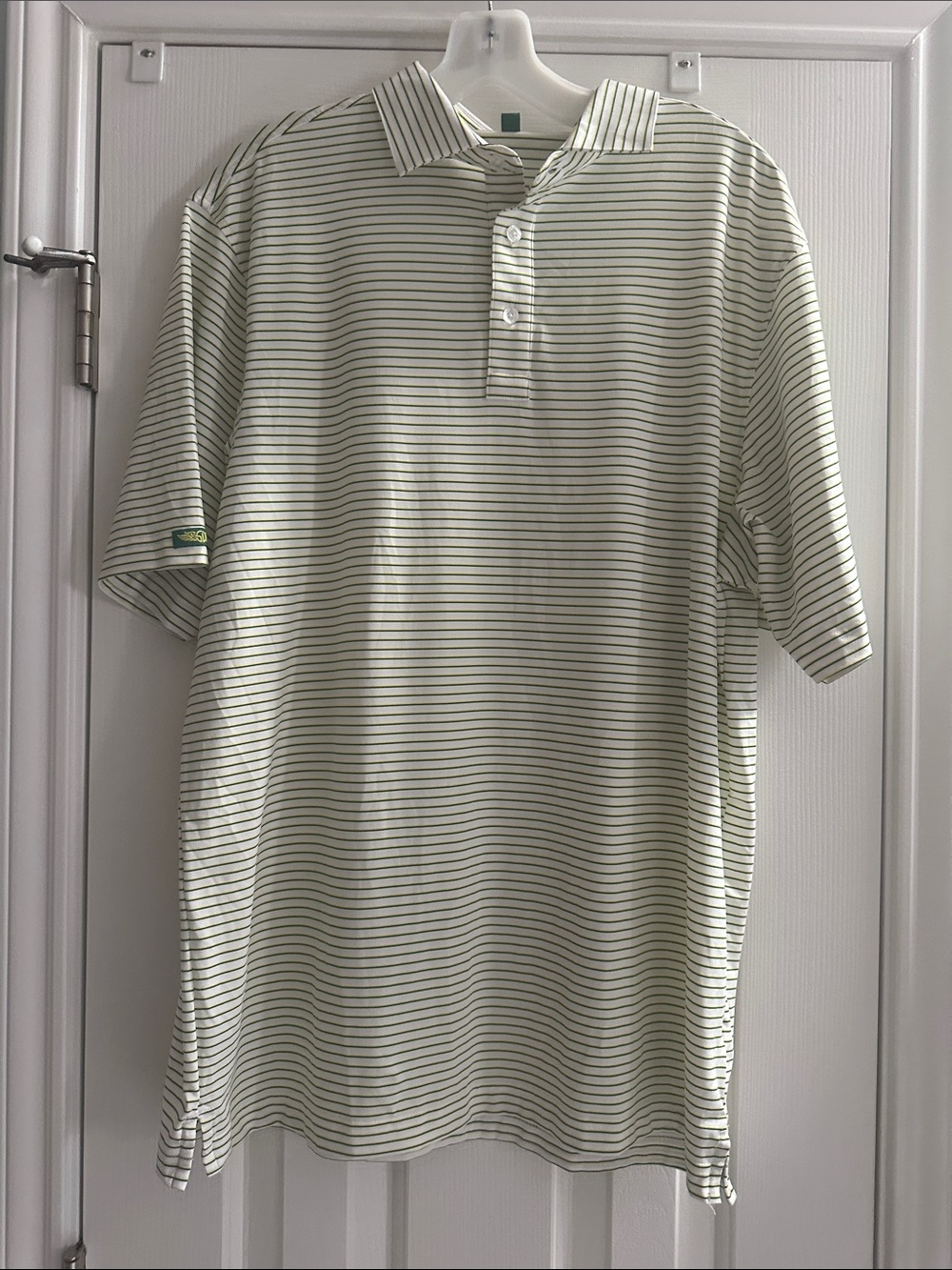 Straight Down Steele Canyon Golf Club Polo Striped Green Yellow L Performance
